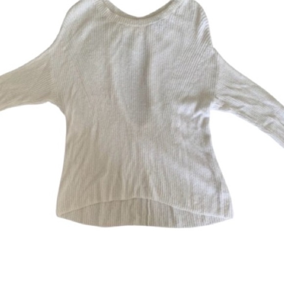 EXPRESS Sweater Oversized Cotton White Cut Out Back Hi Low Hem Scoop Neck VGUC - Picture 8 of 14